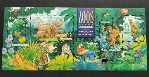 1994 Australia Zoos Animals MS + Overprint Stamp Exhibition MS (Lot of 5 sheets) - Picture 6 of 11