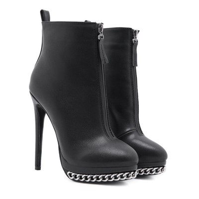 black platform stiletto booties