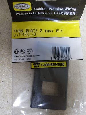 NEW Hubbell FMPS12B 2-Port Black Furniture Plate Cover *FREE SHIPPING*