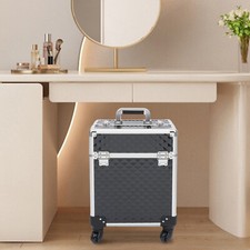 Professional Rolling Aluminum Makeup Train Case Salon Cosmetic Trolley Organizer