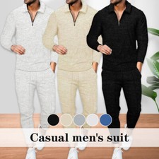 2pcs Men Casual Sport Long Sleeve Tops trousers Pants Sportswear Tracksuit Set