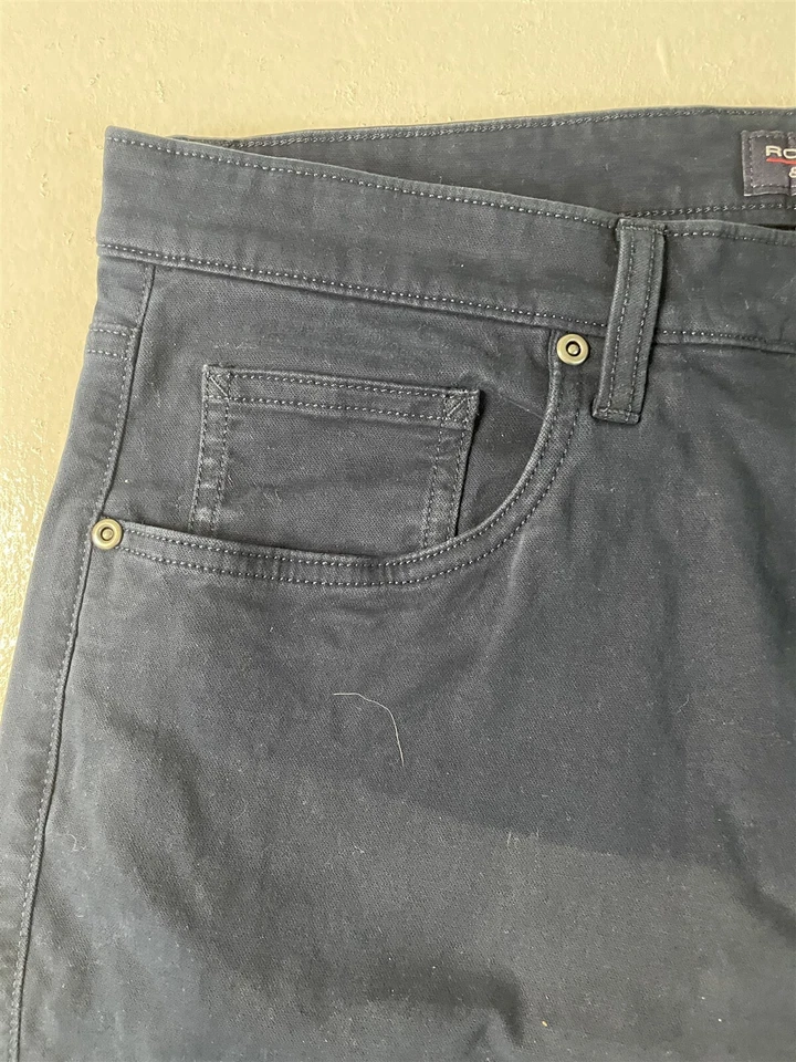 Pantalones de mezclilla Roundtree & Yorke 34x30 pierna recta 5 bolsillos color azul algodón elástico Foto 2 de 4