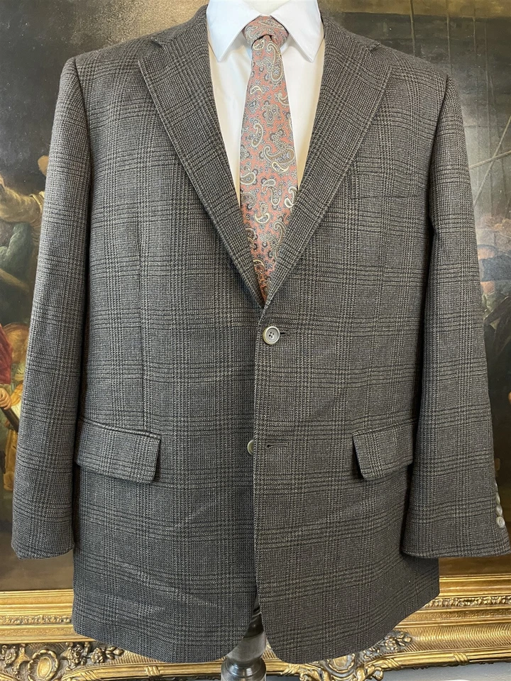 Abrigo Deportivo Blazer Joseph & Feiss 44R 100% Lana de Cordero Tweed Marrón Cuadros Glen 2Btn Foto 2 de 4