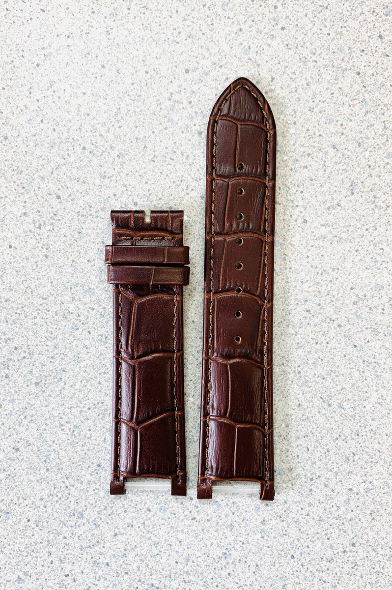 VERSACE WATCH STRAP, VQZ , BROWN LEATHER BROWN STITCH, REVE
