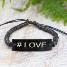 Pulsera de Slogan de Coco - # LOVE - Ancient Wisdom Nuevo Marrón de Cuentas