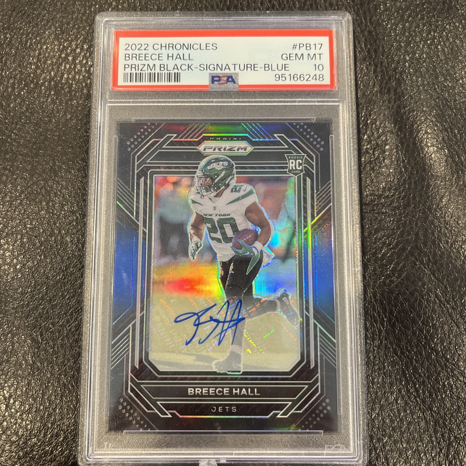 2022 Chronicles Breece Hall RC Prizm Black Signature Blue /25 Auto PSA 10 POP 2