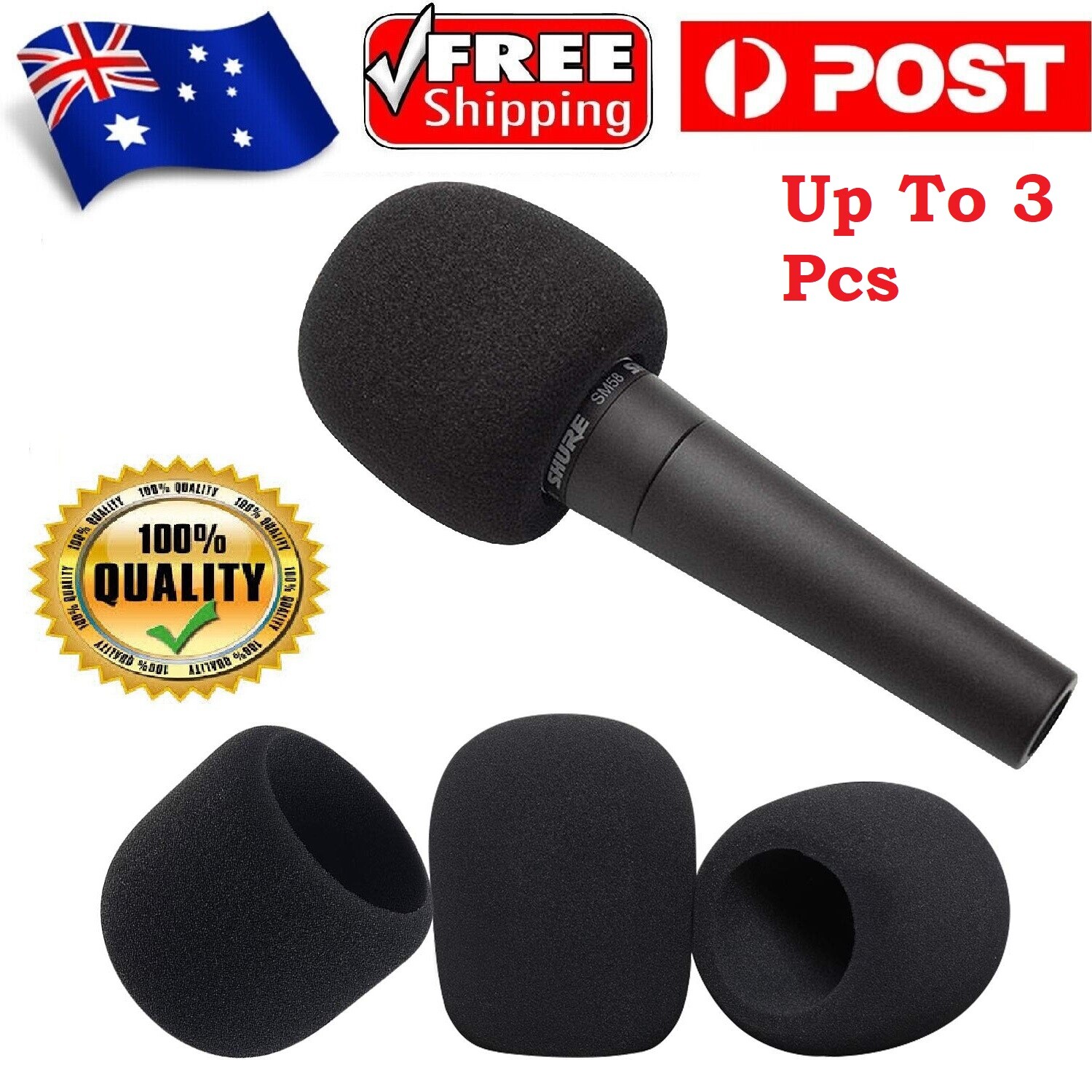 Microphone Wind Sock Foam Cover Black 50mm Shure Yoga Replacement Mic