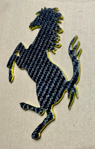 CF Carbon Fiber Prancing Horse Ferrari Style 6.75" x 4.75: Made in USA Man Cave - Picture 4 of 10