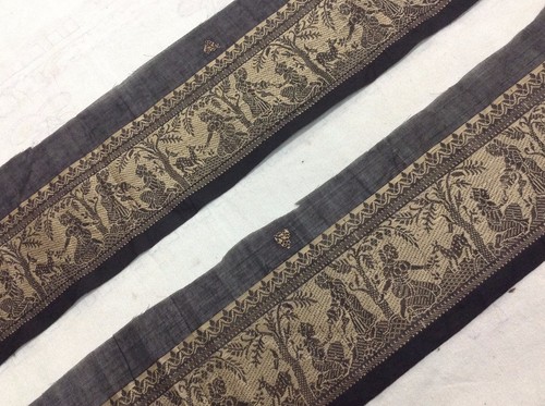 Om Vintage Indian SarI Border 100%Silk Ribbon Baluchari Lace Trim 3.7W" L122 - Picture 4 of 10