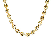 18K Gold Filled 8mm Waterproof Puffed Anchor Mariner Link Necklace, Unisex