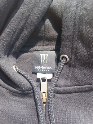 Monster Energy Full Zip Hoodie Logo Double Sided Black Skull