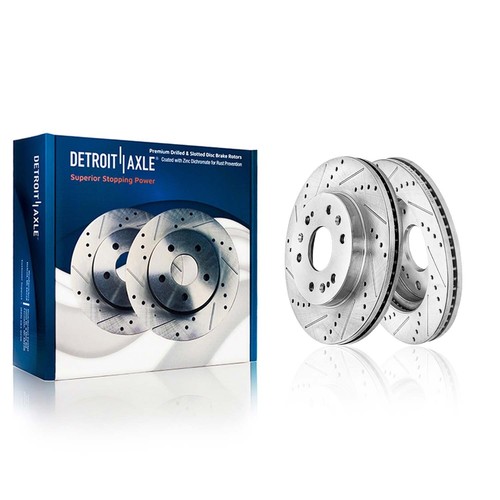 Front Drilled Brake Rotors Rear Brake Drum for 2005 - 2008 Silverado Sierra 1500 - Picture 3 of 7
