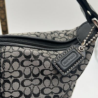 COACH SOHO MINI SIGNATURE MONOGRAM LOGO BLACK TOP HANDLE