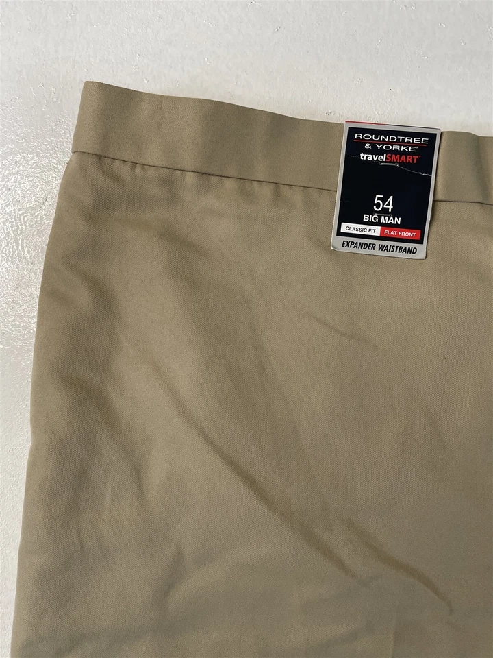全新 Roundtree & Yorke 54x9 英寸卡其色旅行智能扩展腰带男式短裤 — 第 2/4 张图片