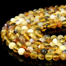Natural Yellow Opal Gemstone Grd AA Micro Faceted Round 3MM 4MM Loose Beads P66 