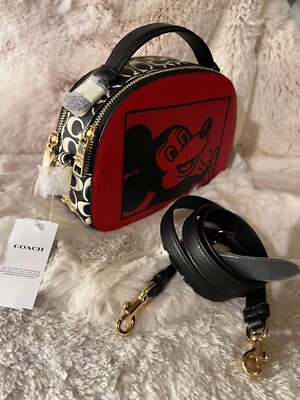 Coach Mickey Mouse Print Collection 2-Wege Umhängetasche Top Tasche - Rot/Schwarz