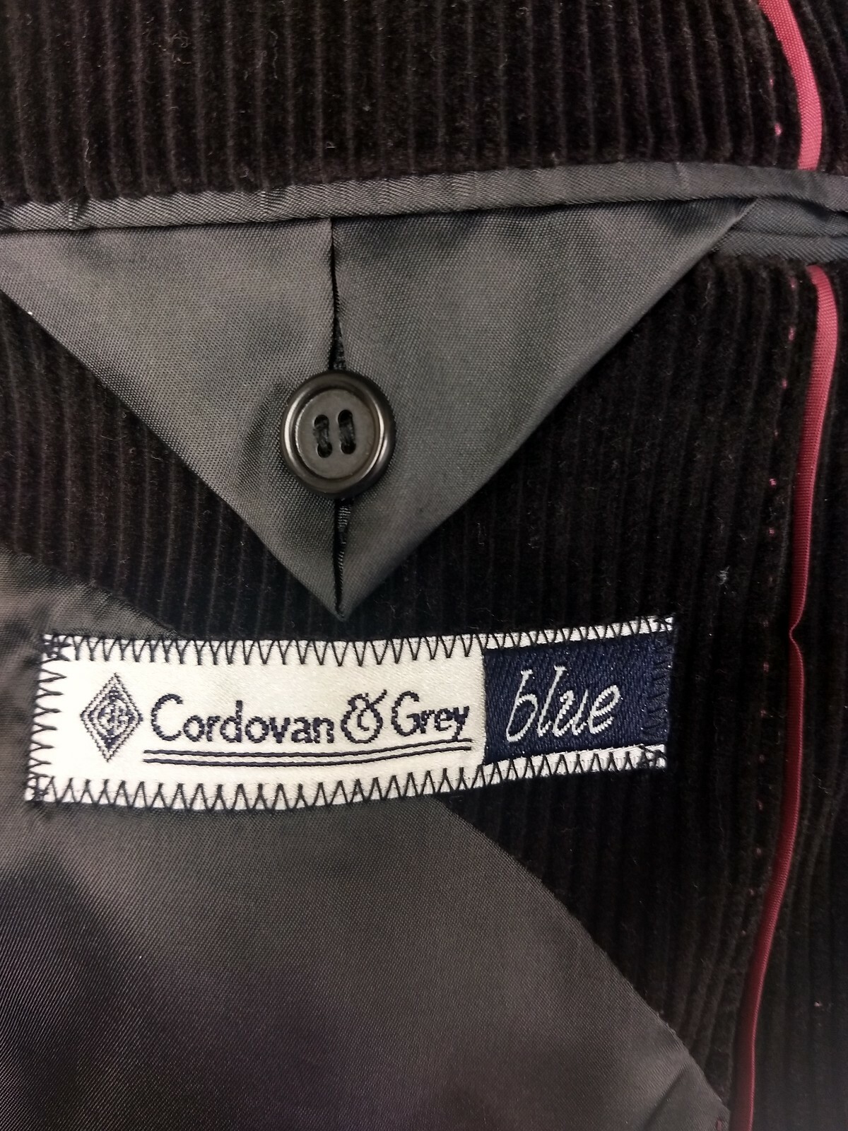 46R Black Corduroy Cordovan & Grey Blazer Sport Coat … Gem