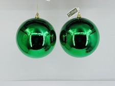 NEW 6  Green Colored Shatterproof Christmas Ornament Lot of 2   