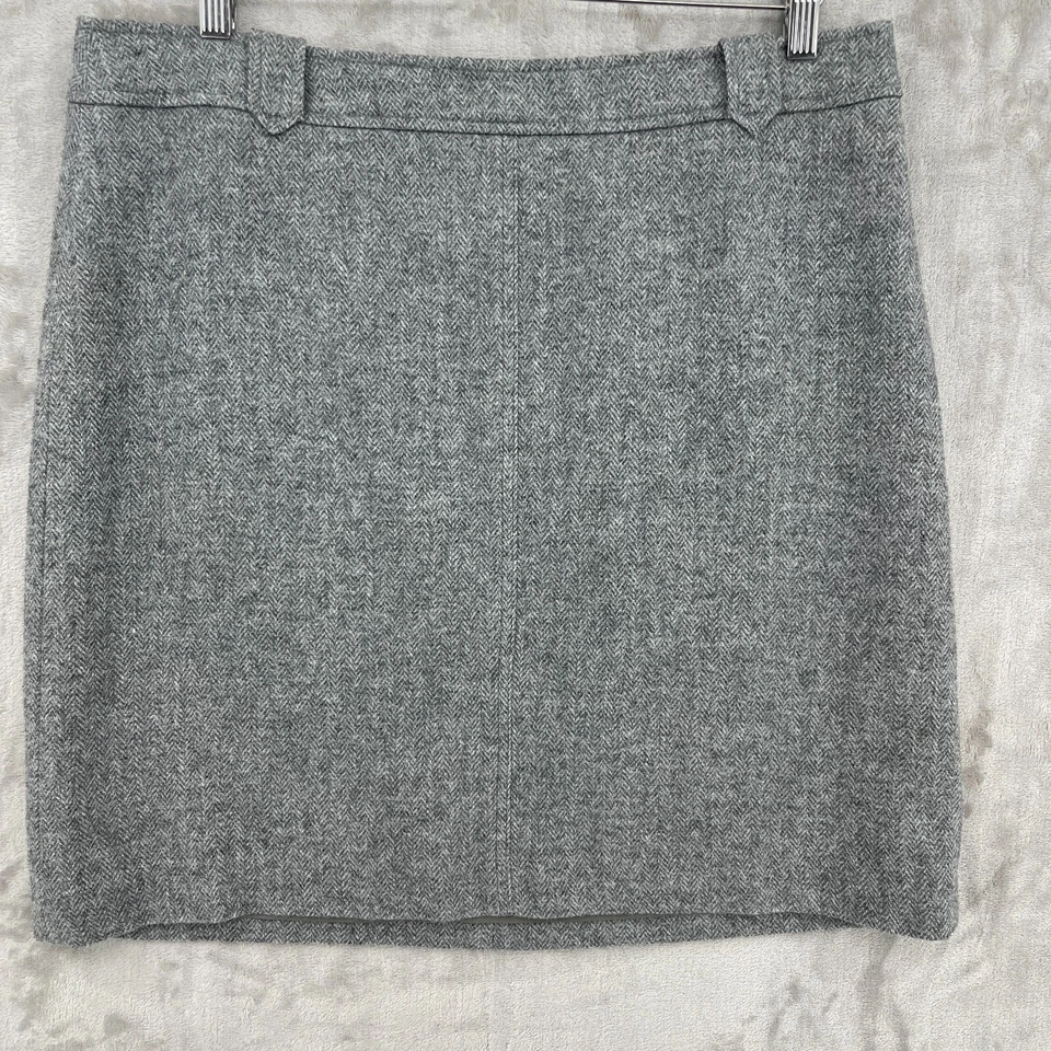 Falda lápiz Talbots para mujer talla 14 gris espiga tweed mezcla de lana Academia