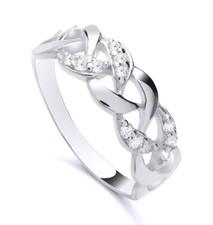 Sterling Silver Simulated Diamond Filigree Statement Ring - Wide Band (Size 4-9), Gift Box Included
