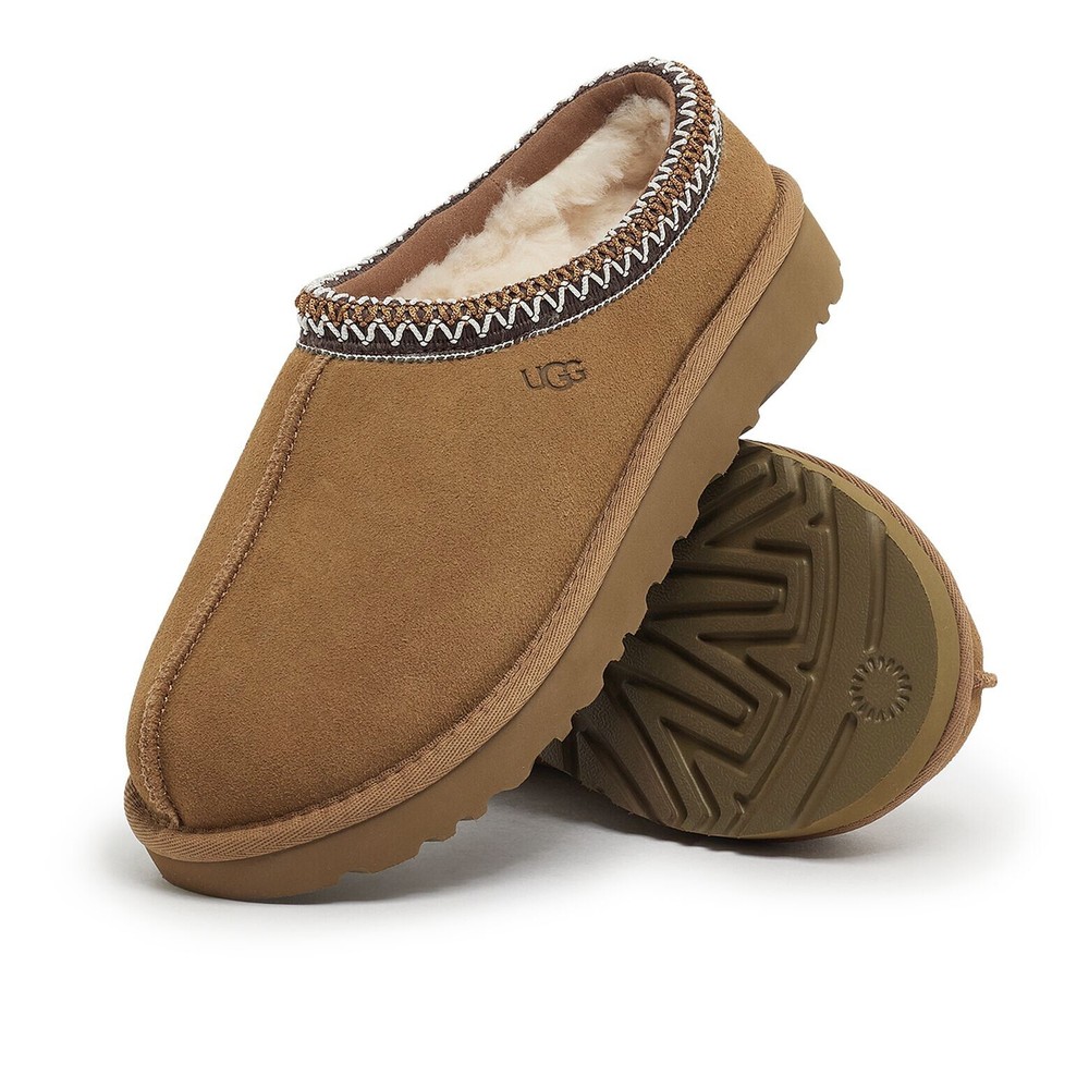 UGG Tasman Chestnut Suede Wool Slipper Flats for Women New with Box  