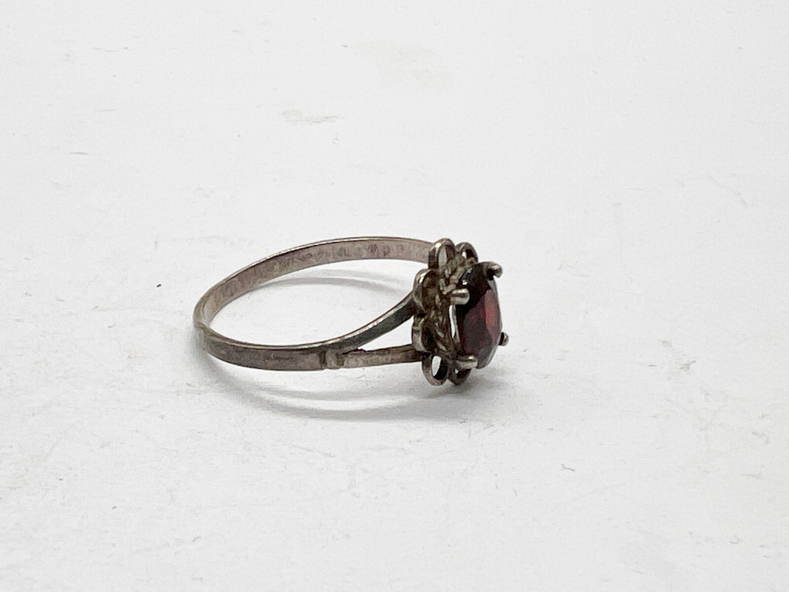 VINTAGE SOLID STERLING SILVER RUBY GARNET SOLITAI… - image 2