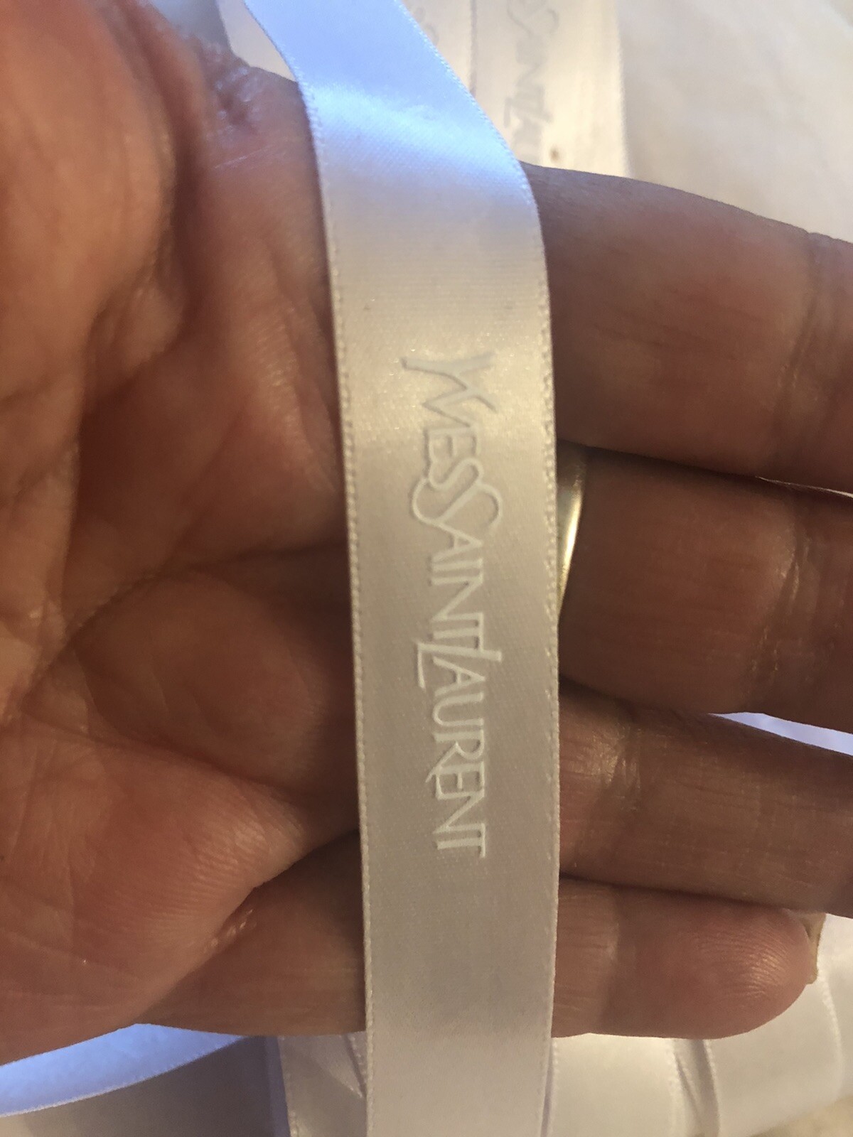Ysl Ribbon white 1m x 15mm PIECE AUTHENTIC YSL/Yves saint Laurent RIBBON designer ...