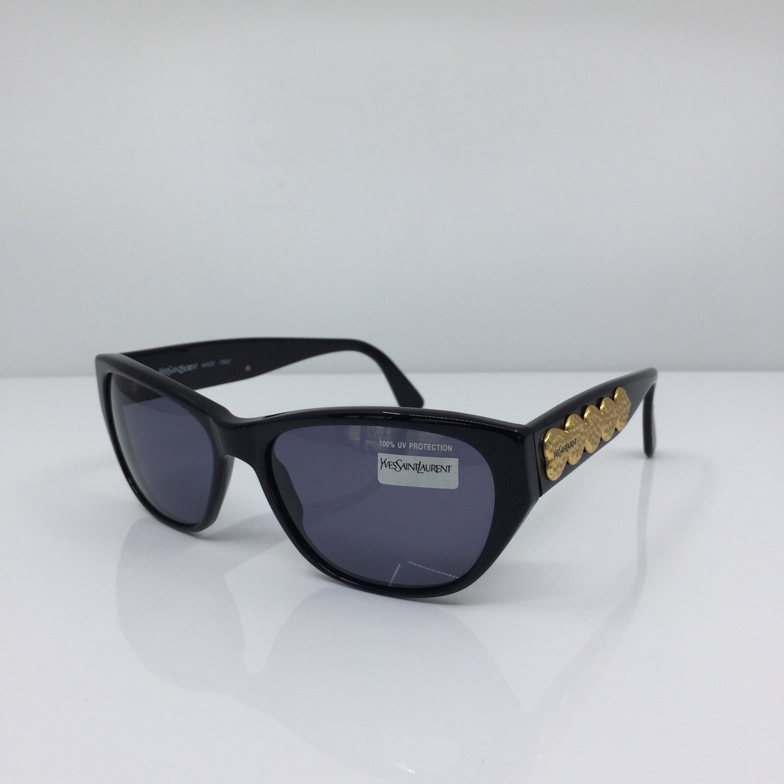 Nuovi occhiali da sole vintage Yves Saint Laurent YSL 6529 C. Y 505 nero lucido con oro