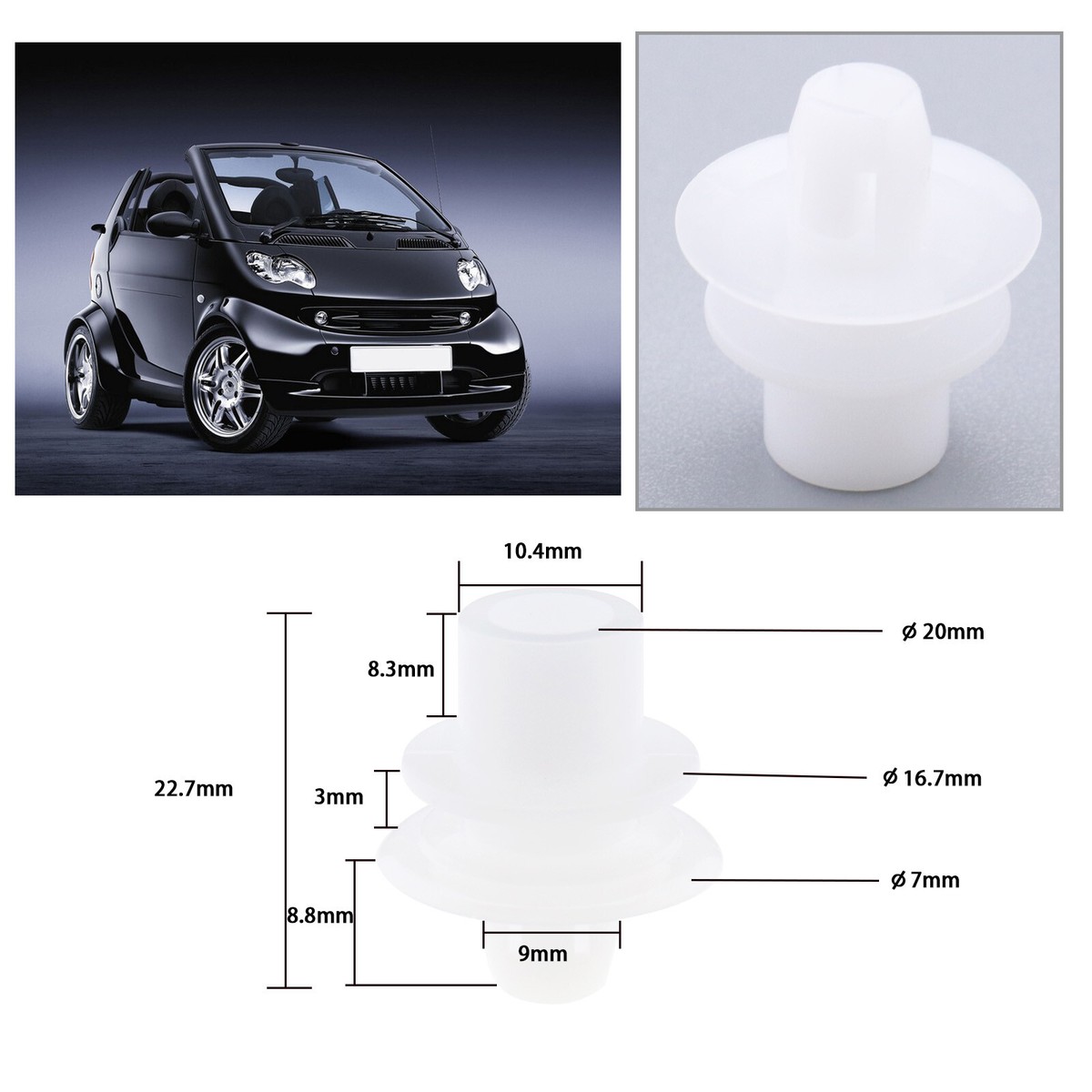 30x Bumper & Fender Clips For Smart Car | OEM# A0001781V002000, VEGO Brand, Body Panel Retainers