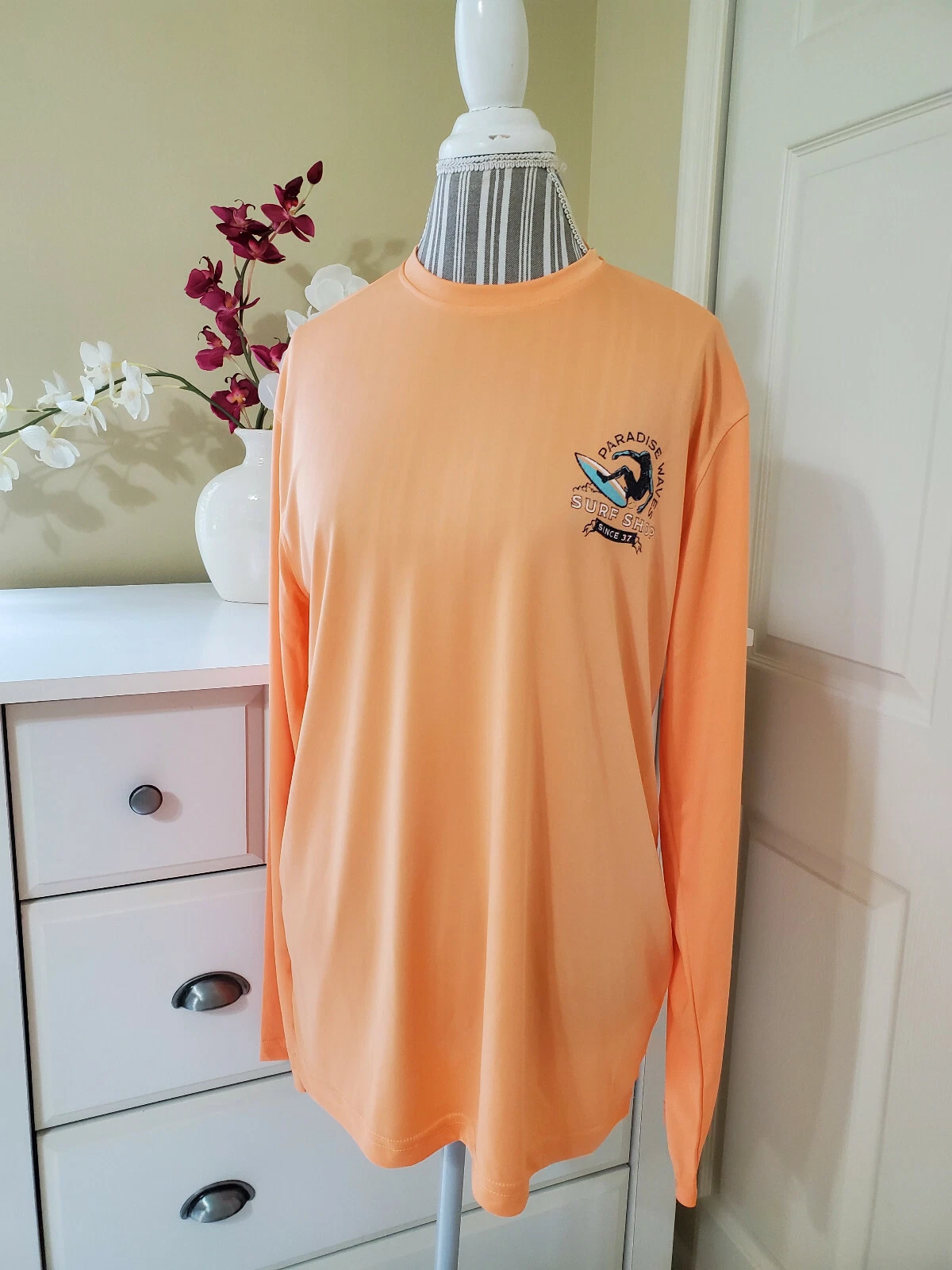NWT $55 ISOD Saltwater Relaxed Classics Quick Dry Cantaloupe Graphic Shirt Sz.M