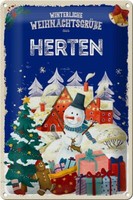 Blechschild WeihnachtsgrüßE Aus Herten Geschenk Deko Schild Tin Sign 20X30 Cm