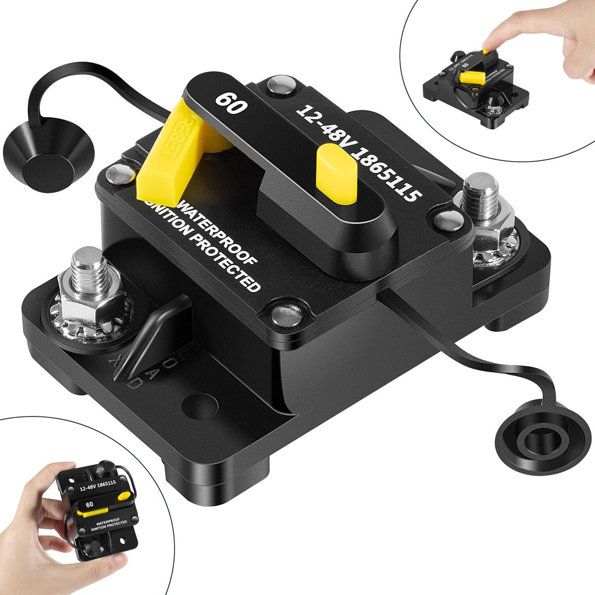 60 Amp Circuit Breaker Compatible With Minn Kota 12V 24V 36V 48V Trolling Motors - Manual Reset Waterproof Marine Breaker Replace 1865115
