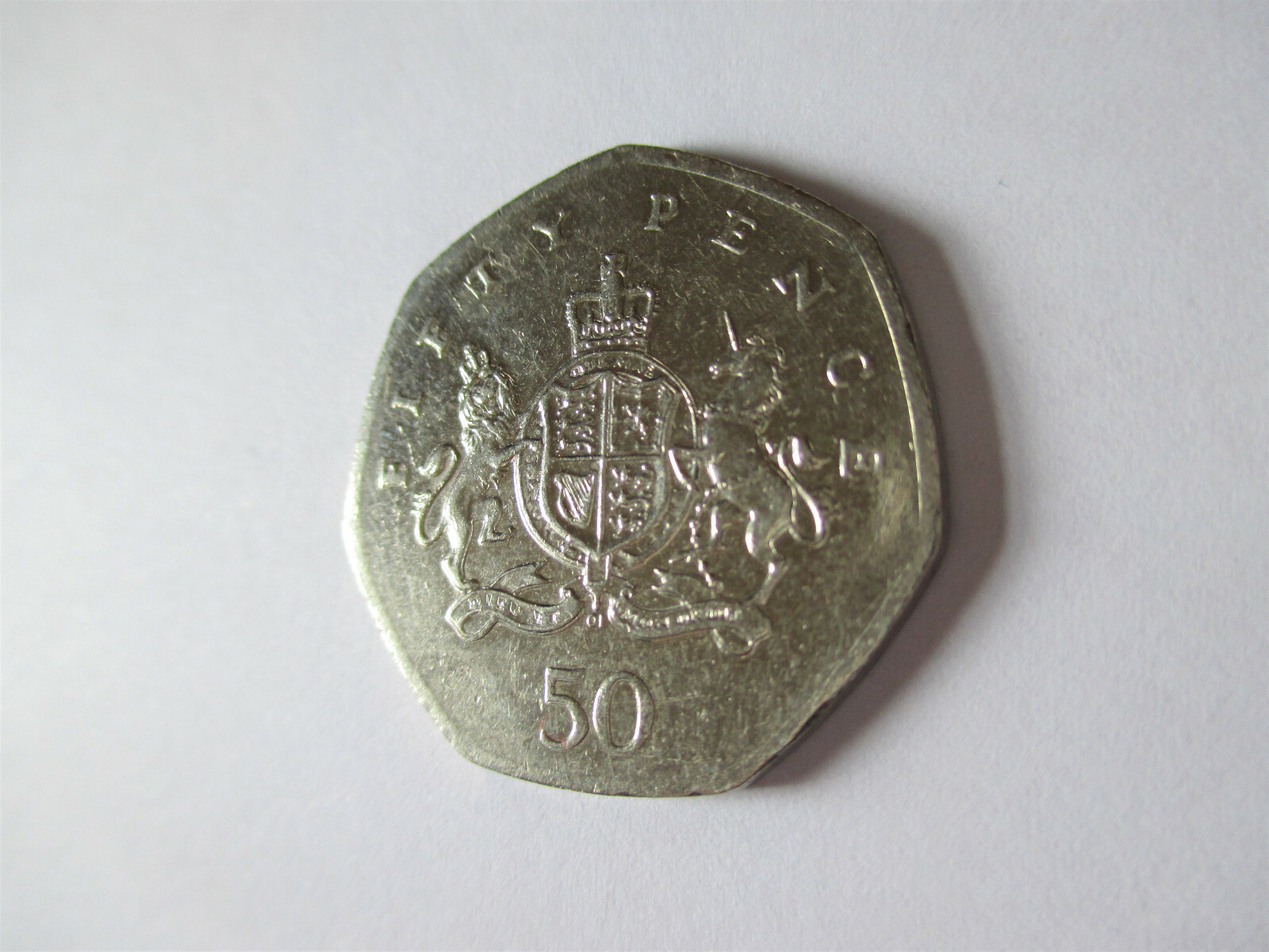 CHRISTOPHER IRONSIDE 50P FIFTY PENCE ROYAL COAT OF ARMS SHIELD COIN