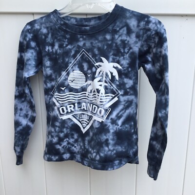 Exist Kids Small Florida Youth Graphic Long Sleeve T-shirt Blue/White Tie-Dye