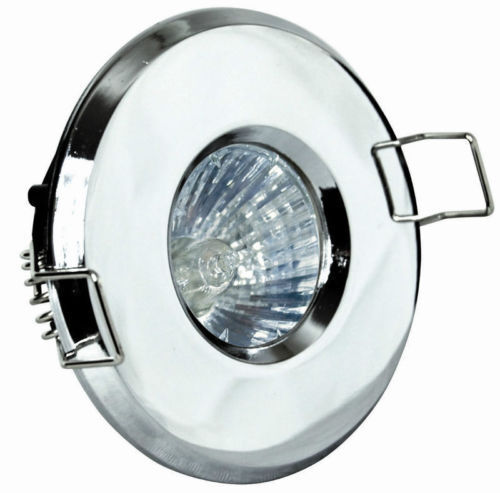 IP65 BATHROOM SHOWER DOWNLIGHTS MAINS 240V GU10 ZONE 1 2 3 Chrome Brass White - Picture 1 of 8