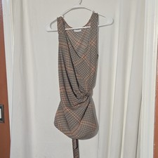 New York & Company Women s L Plaid V-Neck Sle...