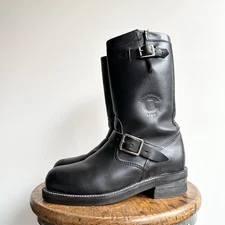 Chippewa Engineer Boots Black Leather Motorcycle Work Size 7.5 USA 27863 Vintage