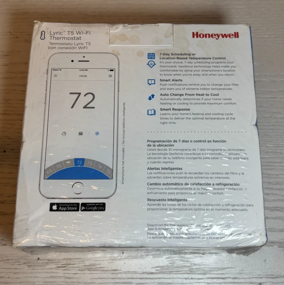 Honeywell Lyric T5 Wi-Fi термостат RCHT8610WF2006 новый запечатанный несовершенный пакет - Изображение 3 из 4