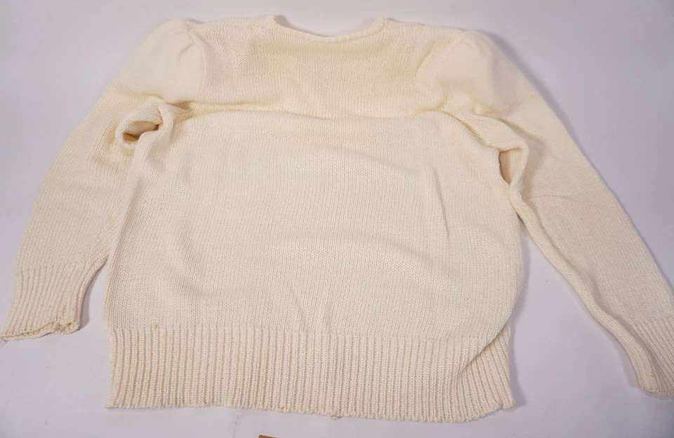 True Vintage Damen Pullover Stickpullover Blattdekor creme ca. Größe 38  - Bild 3 von 4