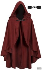 UQJE Soft Medieval Cloak Hood Faux Velvet Cape Renaissance Costume One Size 1