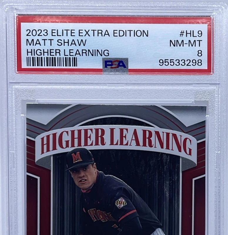Matt Shaw Rookie PSA 8 - 2023 Panini Elite Extra ‘Higher Learning’ - Cubs Talent - Image 2 of 4