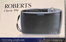 Roberts Classic 996 3 Band Black Portable Radio Complete Kit in Original Box PWO
