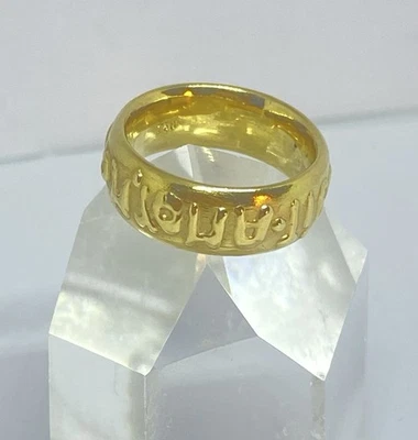 Goldring 750 mit Latein Rollsiegel Spruchband - Bild 1 von 4