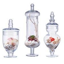 3-Pack Glass Apothecary Jars with Lids Decorative Candy Storage Containe