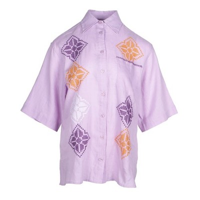 Sandro Paris Damen Shirt Gr. 36 FR 8UK 4US bestickt 100% Leinen SFPCM00833