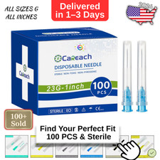100 Pack Needle With Caps Luer Lock Sterile 23 Gauge 16 18G 20 21G 22 25G 27G 30