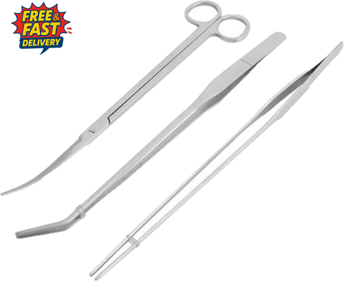 Aquarium Tools Kit, 3 in 1 Stainless Steel Extra Long Aquarium Tank Tweezers Sci - Picture 12 of 12