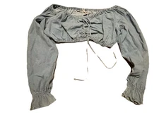 Vintage Gitano Chambray Denim Off Shoulder LS Peasant Style Crop Top  Sz Medium