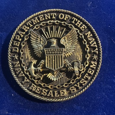 3.25  Navy Resale System Department Of The Heavy Badge Plaque Sign Pette brass