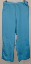 Vintage Alfred Dunner Turquoise Blue Knit Cropped Pants Size 14 w Stretch 32x26